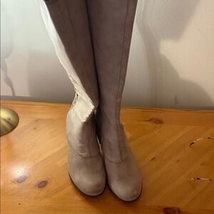 Chic Cream Over the Knee Boots